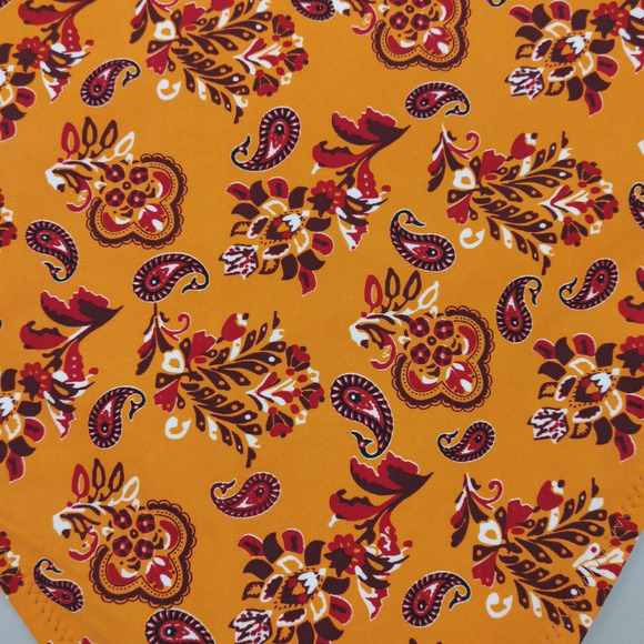 Womens Bikini Bottom Medium Orange Paisley High Waist Strappy Sides Boho Chic - Picture 5 of 9